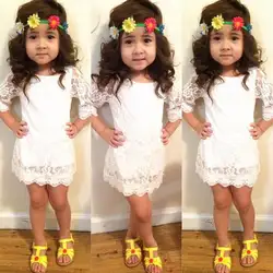 Новые детские для маленьких девочек платье принцессы, платье-пачка с цветком вечерние торжественные Кружево платье Дети Обувь для девочек