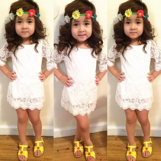 Toddler Kids Baby Girl Lace Flower Princess Dress Tutu Party Dress Outfitts UK