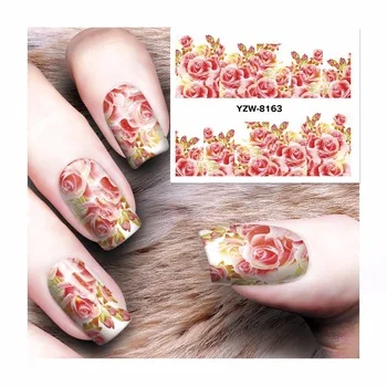 WUF 1 Sheet 2017 Flower Water Transfer Nail Art Sticker Water Decals DIY Decoration For Beauty Nail Tools 8163