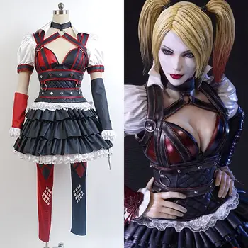 

Batman Arkham Asylum City Cosplay Joker Harley Quinn Cosplay Costume Full Set Harley Halloween Carnival For Women Size Full Set