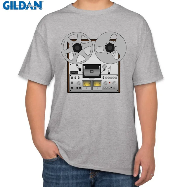 Personality Fashion T Shirt For Men Cotton Reel To Reel Tape Recorder