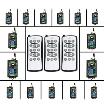 

DC 9V 12V 24V 1 CH 1CH RF Wireless Remote Control Switch System, 15CH Transmitter+Receiver,Momentary/Toggle,315 /433 MHz