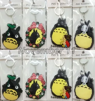 

New 20Pcs mixed Hayao Miyazaki Tonari no Totoro Keychain Light PVC Key Ring Pendants Small gifts S335
