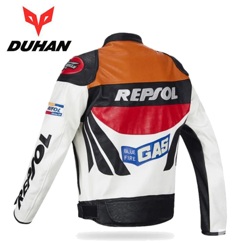 Модные DUHAN moto Racing куртки moto rbike GP REPSOL moto rcycle кожаная куртка для верховой езды полиуретановая кожа оранжевый синий