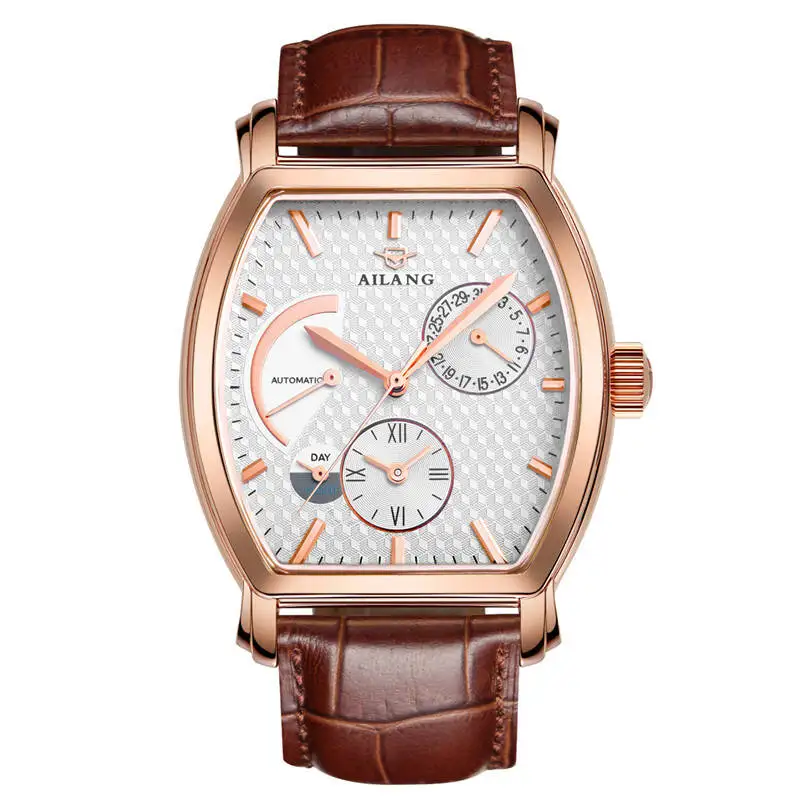 

AILANG 5810 Switzerland watches men luxury brand automatic mechanical 21 jewelry Tonneau watch rose gold fashion leather belt