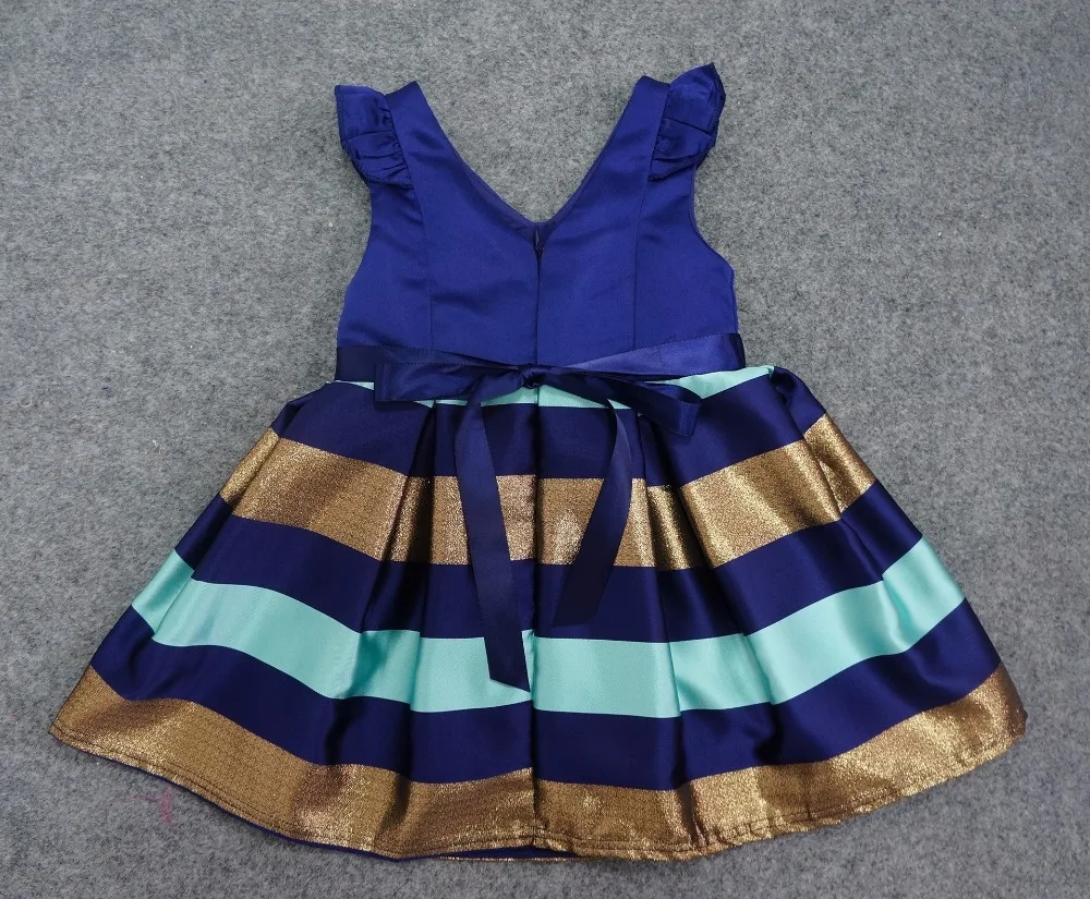 Yeedison Summer Kids Dresses For Girls Party Striped Princess Dress 2018 Bow Little Girls Ball Gown V-Neck Children Girl Costume (2)