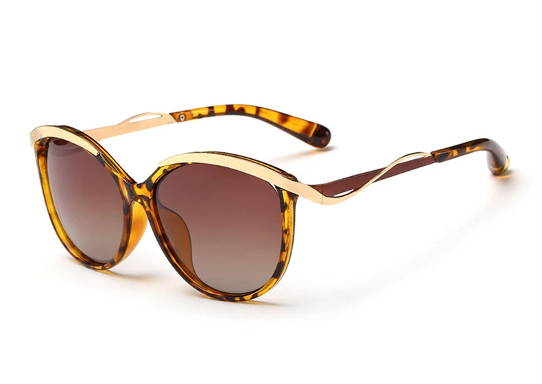 Новинка, летний гофрированный поляризационные солнцезащитные очки для женщин, oculos de sol Gafas de feminino a248 - Цвет линз: leopard  frame