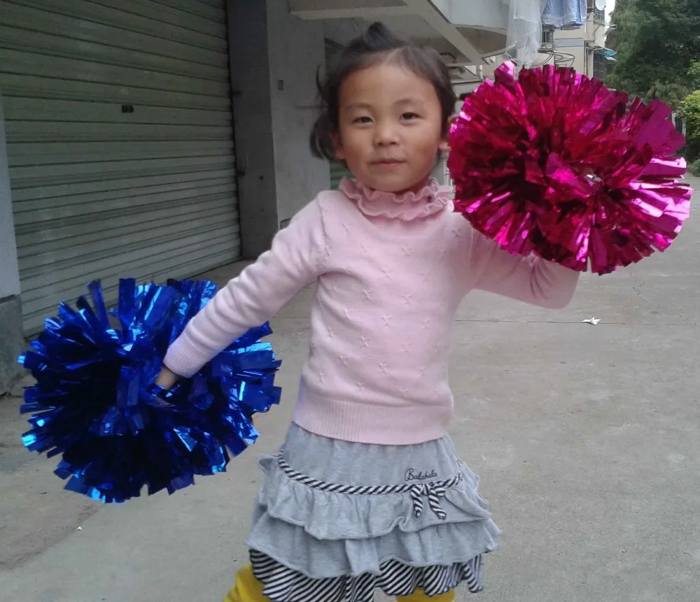 Rose - 35 CM - Boule de pom-pom girl en métal avec poignée à