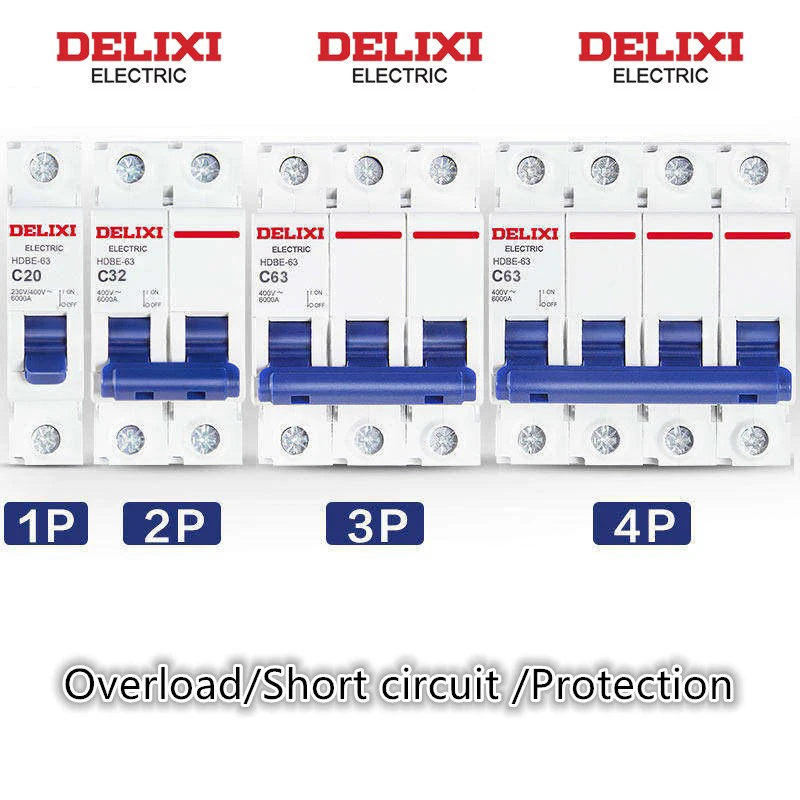 DELIXI HDBE 3P Мини автоматический выключатель 6-125A Номинальный ток пластиковый