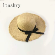 夏のファッション太陽の帽子の弓の花花海辺シェルワイドつばラフィアわら帽子キャップ女性太陽折り畳むキャップ