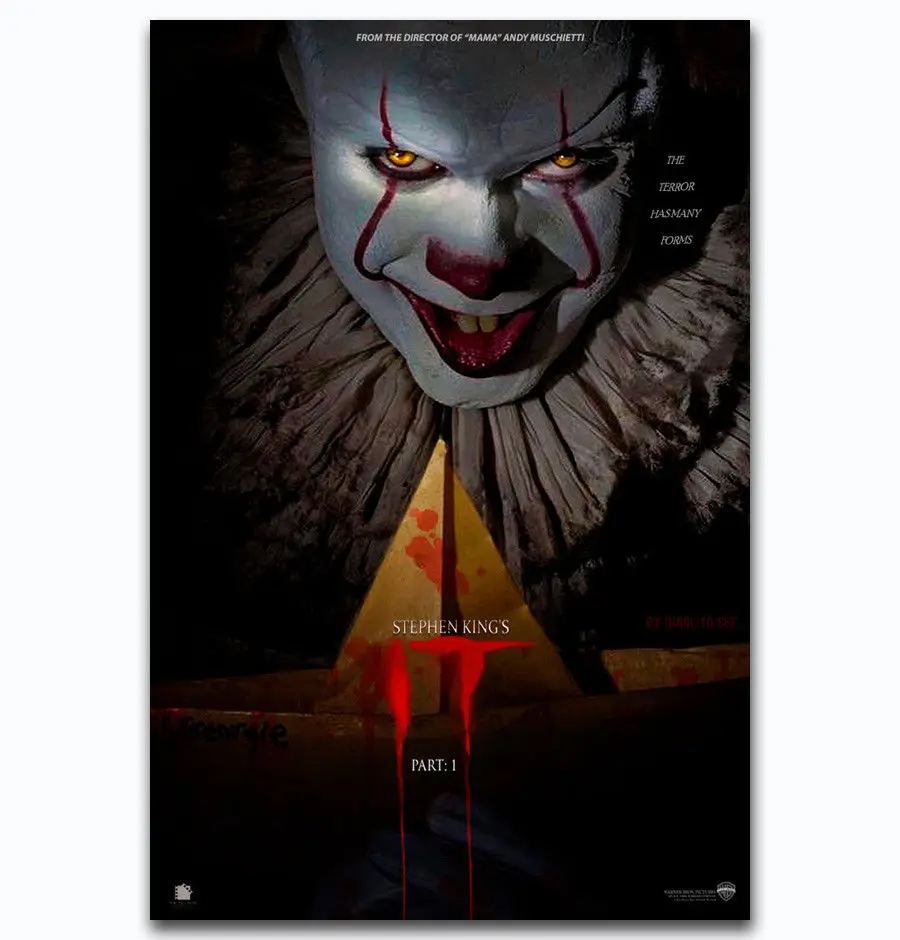 Hot New 2017 IT Movie Pennywise Stephen King 2-Silk Art Poster Wall Sicker Decoration Gift