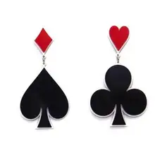 Модные ювелирные изделия супер большие акриловые покер игральные карты клуб сердце Лопата серьги