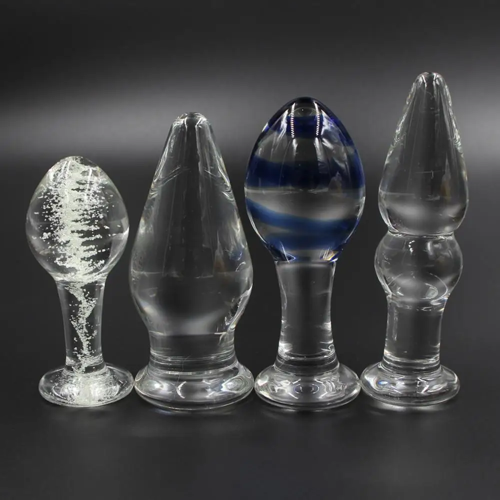 

YEMA 4 Types Glass Crystal Dildo Anal Butt Plug Luminous Transparent Sex Toys for Woman Men Adult Sex Shop
