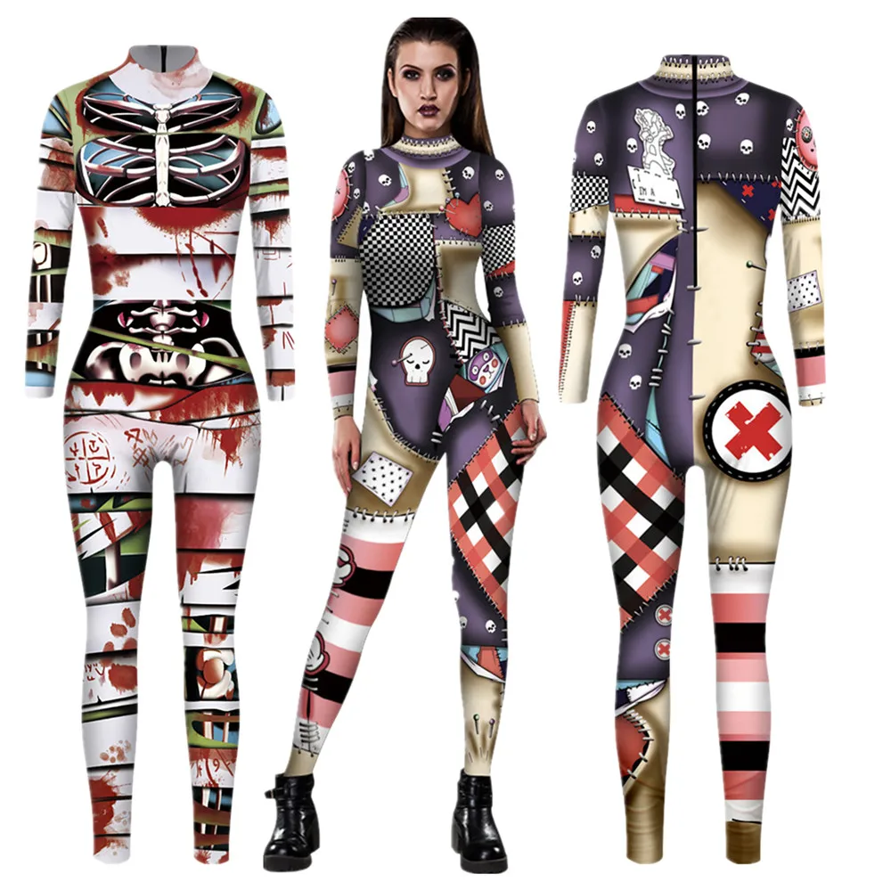 

Scary chucky Jumpsuit Catsuit Character Sexy Cosplay Costumes Halloween Horror Movies Child's Play Bride of Chuck women Bodysuit