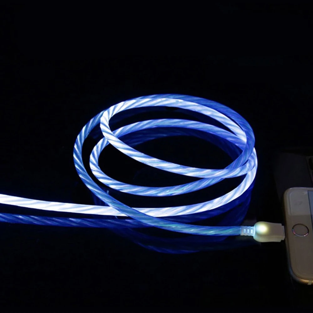 

LED Luminous Charging Cable 1M USB Type-C Data Cable Mobile Phone Charger Flowing Cable For iPhone Huawei Xiaomi Android