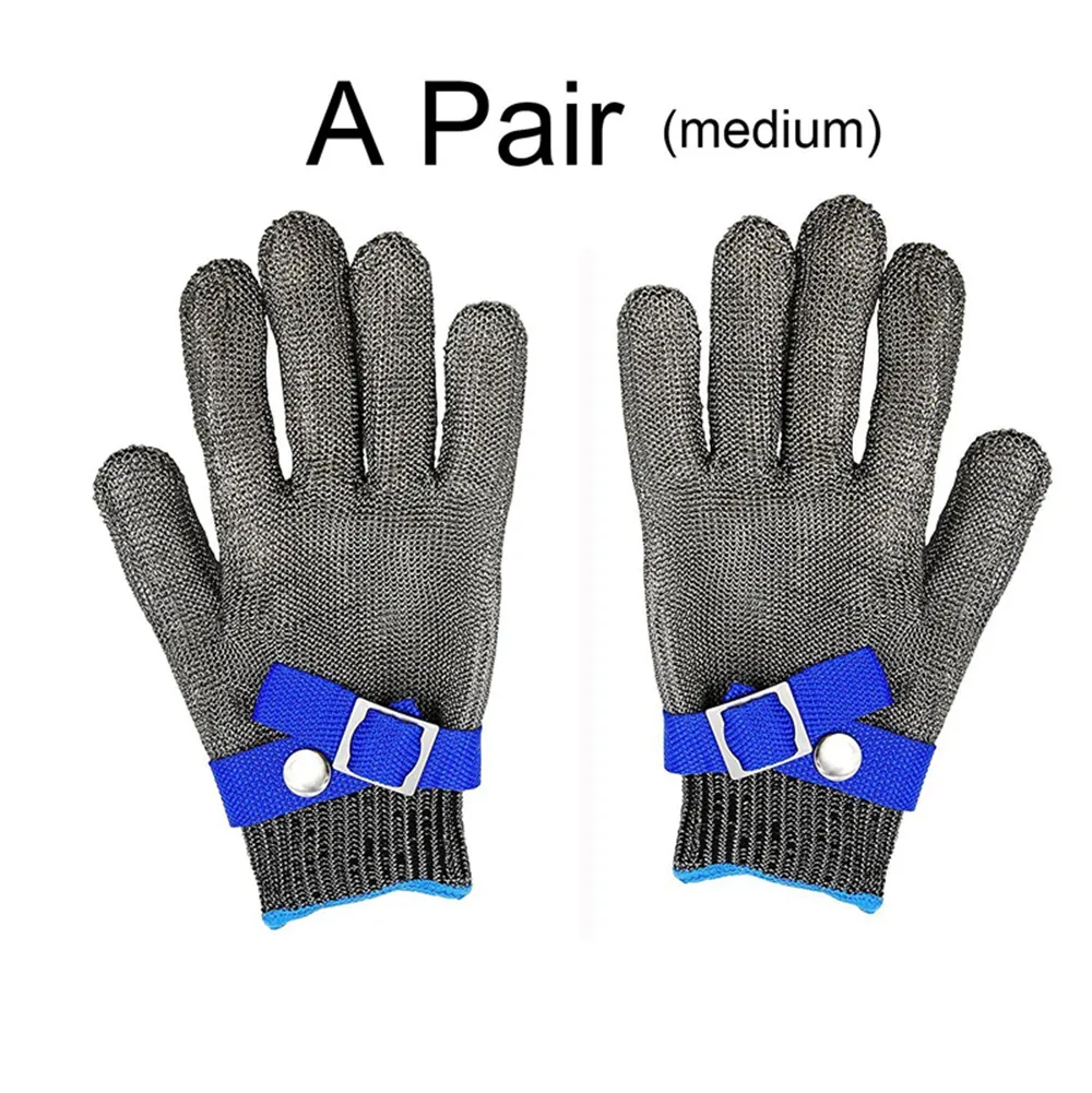 

Safty Cut Resistant Gloves Stainless Steel Metal Mesh Butcher Gloves Level 5 Protection Food Grade Gloves, A pair M