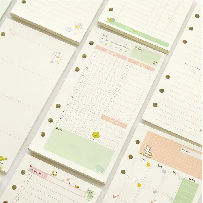 

A5 A6 Diary Refills Spiral Sketchbook Bullet journal Cute Notebook paper Weekly Planner Accessories Stationery Diary 01708