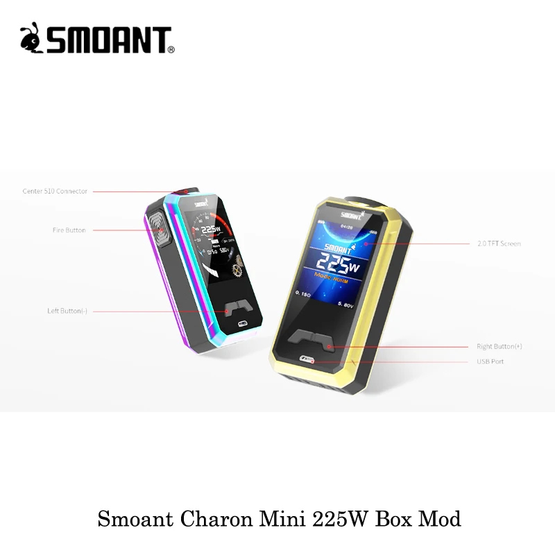 Оригинальный Smoant Charon мини бокс мод 225 Вт вейп электронные сигареты Питание от