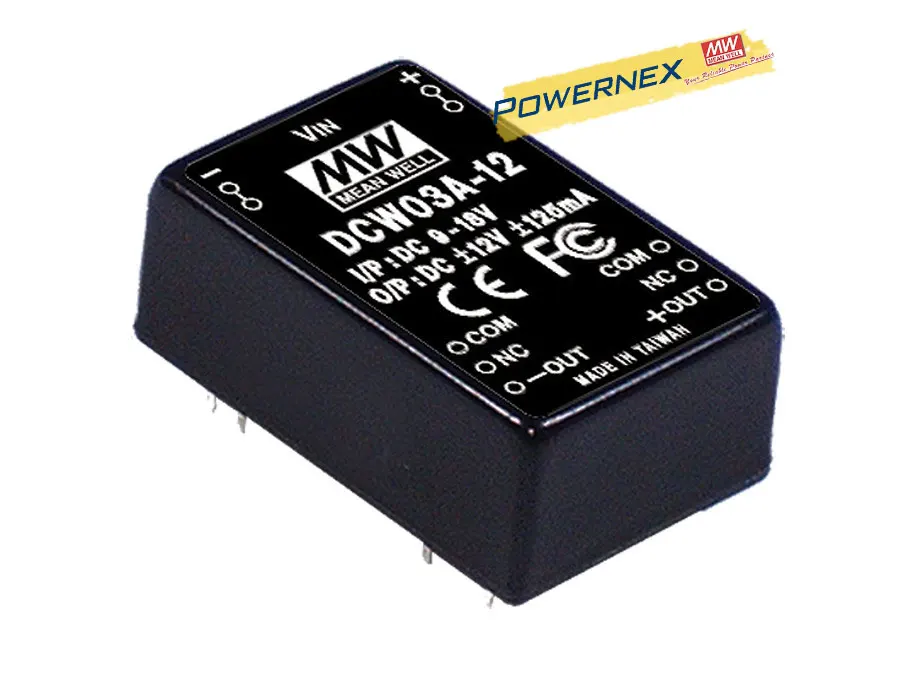 

[PowerNex] MEAN WELL original DCW03A-12 12V 125mA meanwell DCW03 12V 3W DC-DC Regulated Dual Output Converter