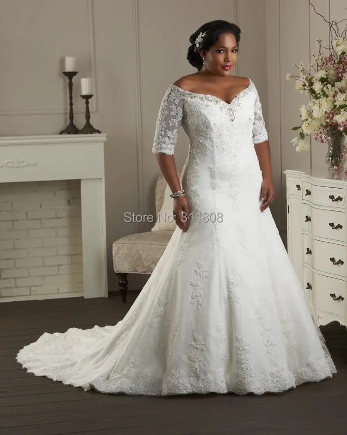 plus size wedding dresses with sleeves and color