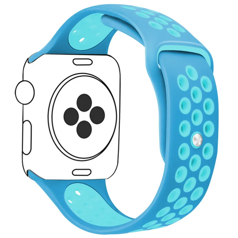 Силиконовый ремешок для наручных часов Apple Watch, версии 40/44/42/38 мм для ремешок для часов аpple для наручных часов iwatch, ремешок Nike мл размерного ряда 1/2/3/4 - Цвет: Blue LightBlue