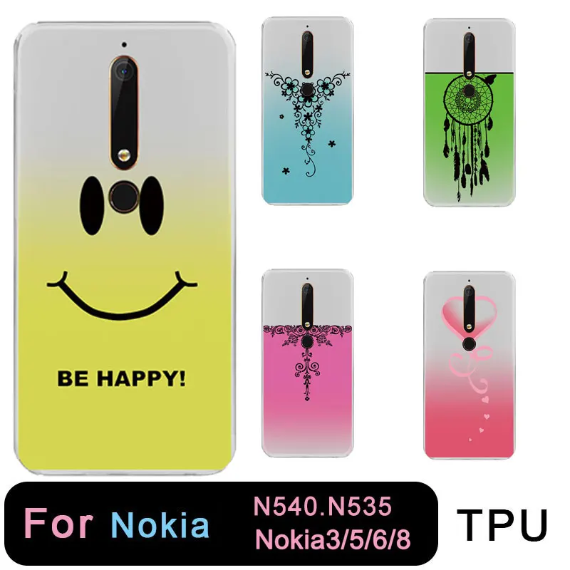 ТПУ прозрачный градиентный телефонный чехол для nokia3 nokia5 nokia6 nokia8 N540 N535 с цветком в