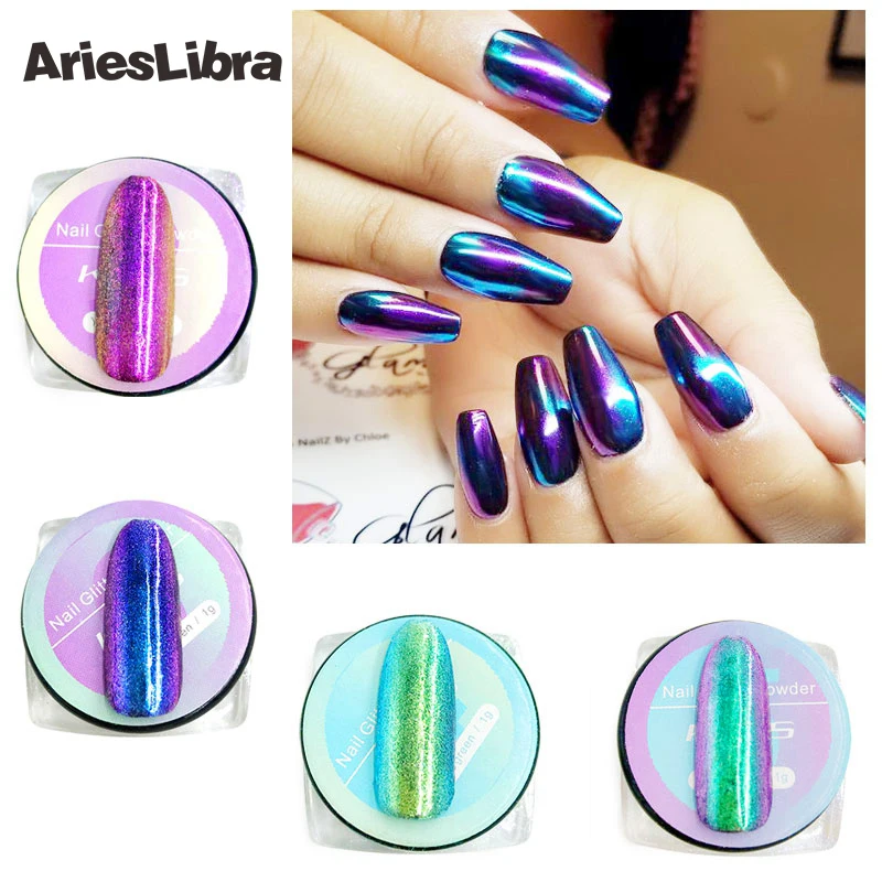 

Bright Color Mirror Glitter Nail Art Powder 4 Pots/set Shiny Chrome Pigment Glitter for Nail Tips Decoration Manicure Tool