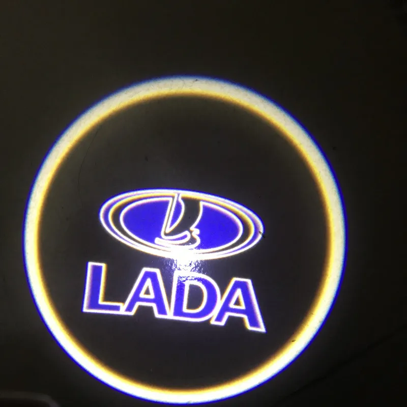 Беспроводной светильник с логотипом на дверь автомобиля для Lada 2112 2113 2114 2106 Samzra Патриот Priora Kalina Largus Niva 4X4 Vesta