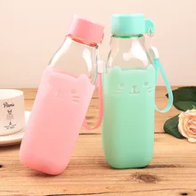 Candy Farbe Glasflasche Silikon Kreative Becherschale Süße Flaschen Umweltfreundliche 420 ml Camping Reise Verwenden