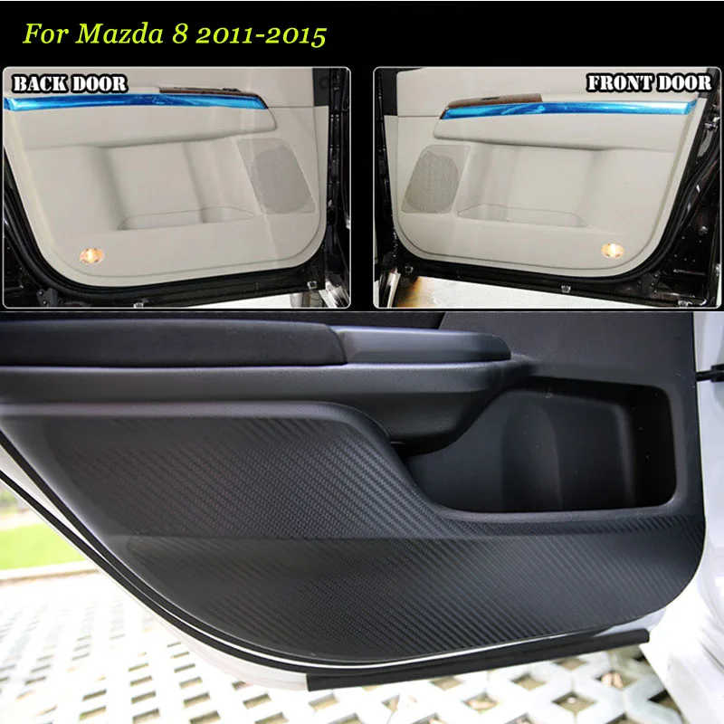 

Teeze 4pcs New Interior Carbon Fiber Doors Side Edge Anti-kick Protection Pad Sticker For Mazda8 2011-2015