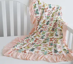 Цветочный Минки Одеяло для новорожденного ребенка гофрированное одеяло Новорожденные малыши мягкие и удобные постельные принадлежности