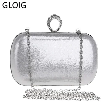 

Polyester Flap Single Versatile Diamonds Women Evening Bags Finger Ring Golden Shoulder Purse Bags Wedding Day Clutch