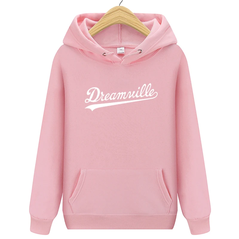 Модные Новинка; худи Для мужчин хип-хоп DREAMVILLE Коул Логотип с капюшоном Swag письмо флисовые J худи с принтом Cole зимние толстовки с капюшоном Для мужчин пуловер - Цвет: Pink2