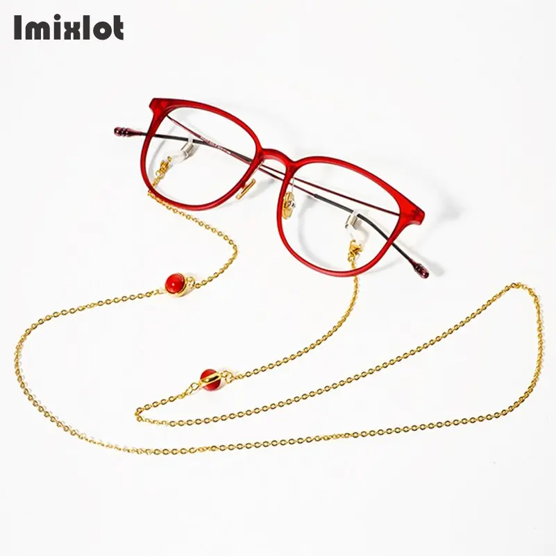 Нержавеющая сталь солнцезащитные очки ремешок ожерелье имитация жемчуга металлические очки цепь шнур очки для чтения ремень