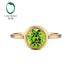 Caimao 18kt/750 Yellow Gold 1.7 ct натуральный Зеленый Перидот и 0.02 КТ полный огранки Обручение Драгоценное кольцо ювелирные изделия