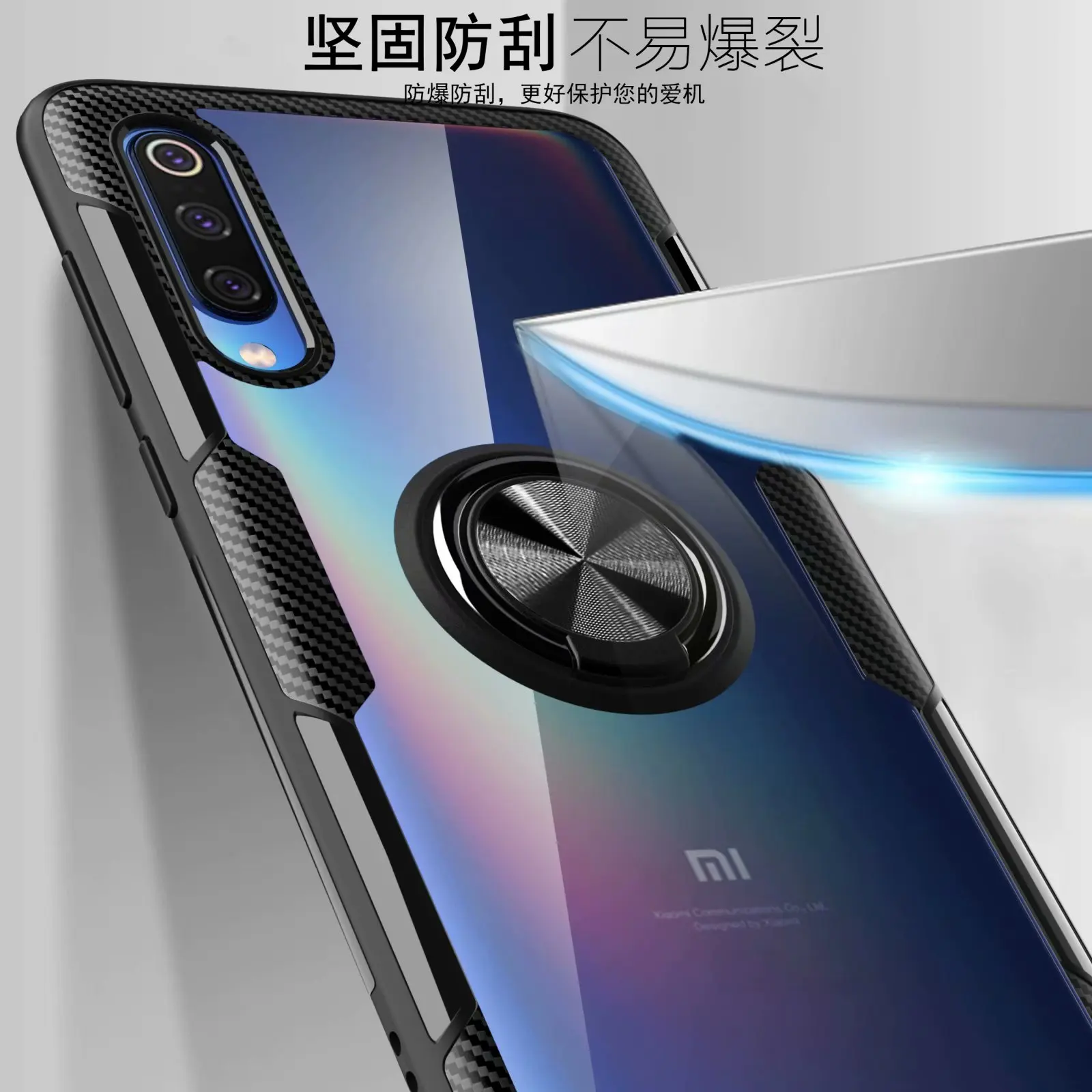 For Xiaomi Mi 9 Case With Ring Stand Magnet Transparent shockproof Protective Back Cover case for xiaomi mi9 xiaomi 9 shell