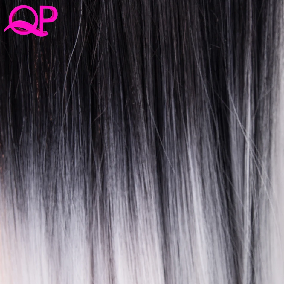 Qp волос 26 дюймов синтетический парик Косплэй длинные прямые жаропрочных Ombre 1b серебро Природный Искусственные парики для черный Для женщин