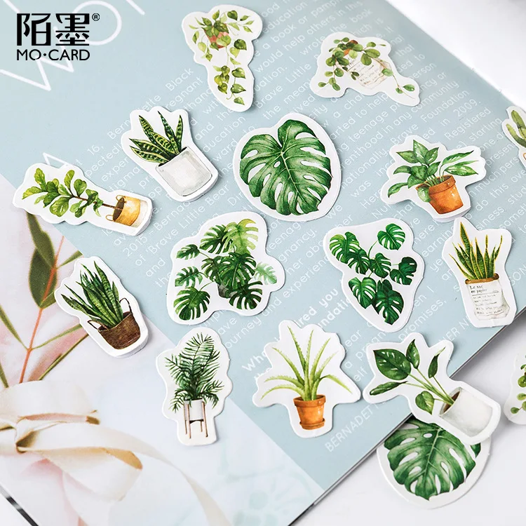 46 Pcs Plants Scrapbook Stickers Diy Decoration Paper Potted Plant Stickers  For Kid Diy Art Crafts Album Planners Laptop