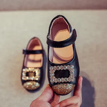 

Spring Baby Girls Party Shoes Square Buckle Rhinestone Princess Shoes Leather Plus Plastic Fabric Children's Shoes
