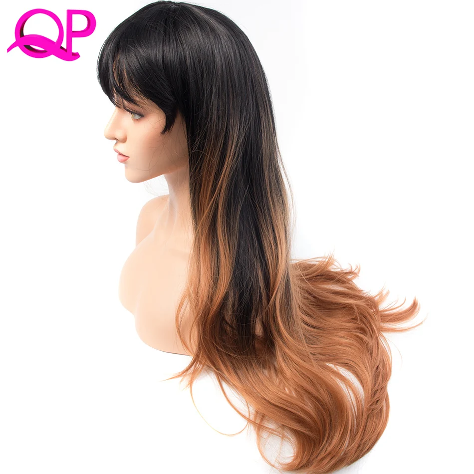 Qphair 2" 270 г Длинные Синтетические волосы парик Регулируемый эффектом деграде(переход от темного к серый локоны тело парики для Для женщин Косплэй термостойкие 1 шт