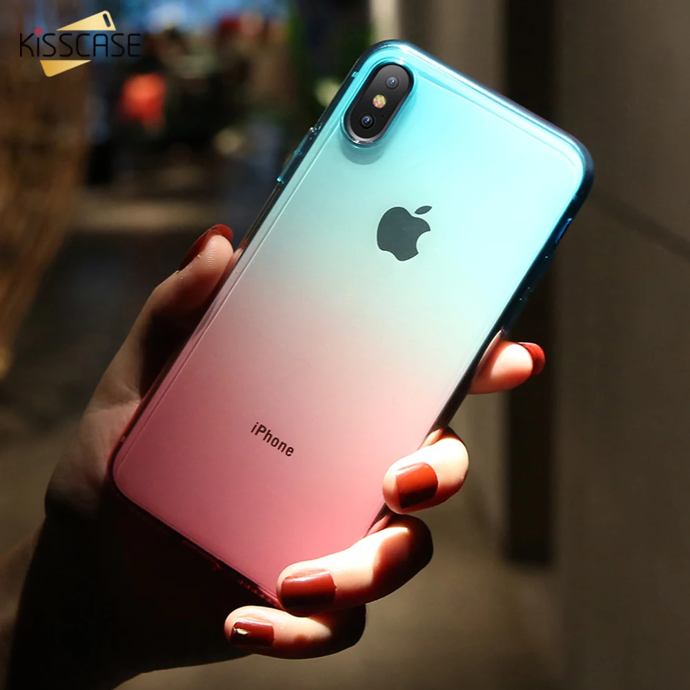 Мягкий градиентный чехол KISSCASE для iPhone X 10 7 8 6 Plus Ультратонкий Прозрачный 6s plus 5 5S SE |
