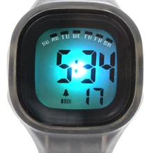 Хронограф Подсветка Черный Ободок силиконовый серый ремешок унисекс цифровые часы DW358C