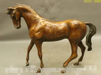 

song voge gem S7329 10 East Art Chinese FengShui Old Bronze Zodiac Robust Horse Statue Sculpture Set