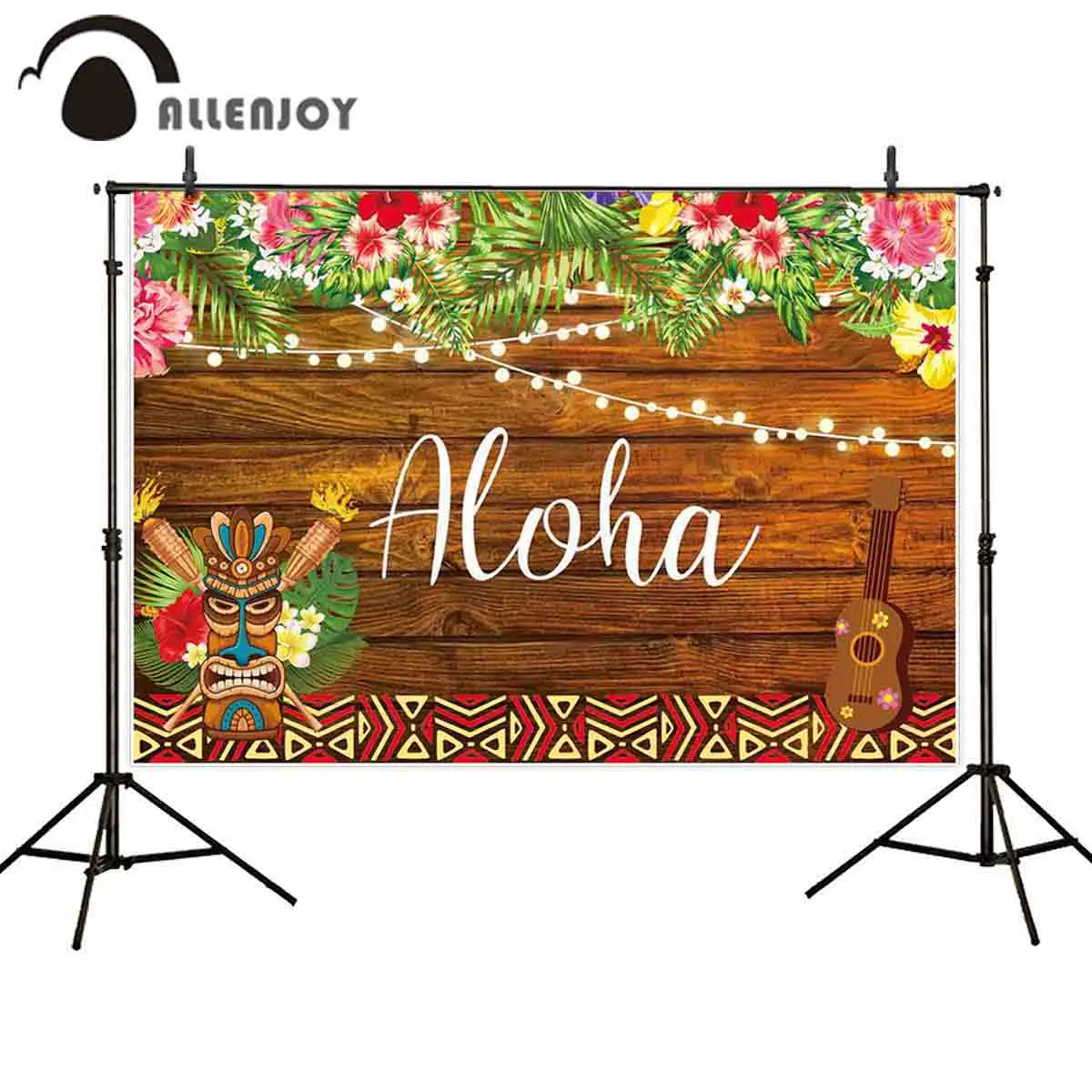 Allenjoy фон для фотосъемки с изображением «Aloha» бамбуковые маска Луо вечерние на день рождения ребенка дерево Тропический цветочный фон для студийной Фотокабины