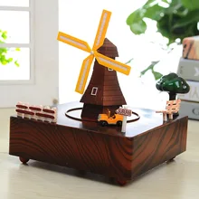Музыкальная шкатулка ветряная мельница, вращающаяся ветряная мельница, настольная декоративная отделка, подарки на день рождения, креативный подарок