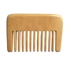 Выгравирован логотип Широкие зубы естественным персик деревянный гребень прямо карман деревянный борода Расчёски и гребни для волос