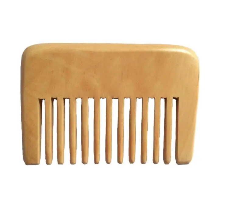 Engraved Your Logo Wide Teeth Natural Peach Wooden Comb Straight Pocket