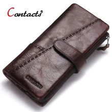 CONTACT'S Genuine Leather Men Wallets Male Purse Famous Brand Long Men Clutch Bags Credit Card Holder Phone Money Bag 2017 CONTACT'S Genuine Leather Men Wallets Male Purse Famous Brand Long Men Clutch Bags Credit Card Holder Phone Money Bag 2017