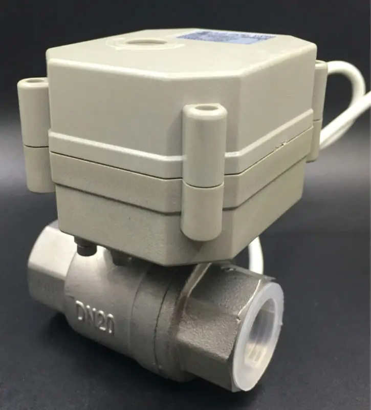 SS304 3/4 ''полный Порты и разъёмы 2 варианта DN20 воды Электрический моторизованный шаровой клапан TF20-S2-C AC/DC9V-24V 3 провода из металла шестерни On/Off 5 сек CE