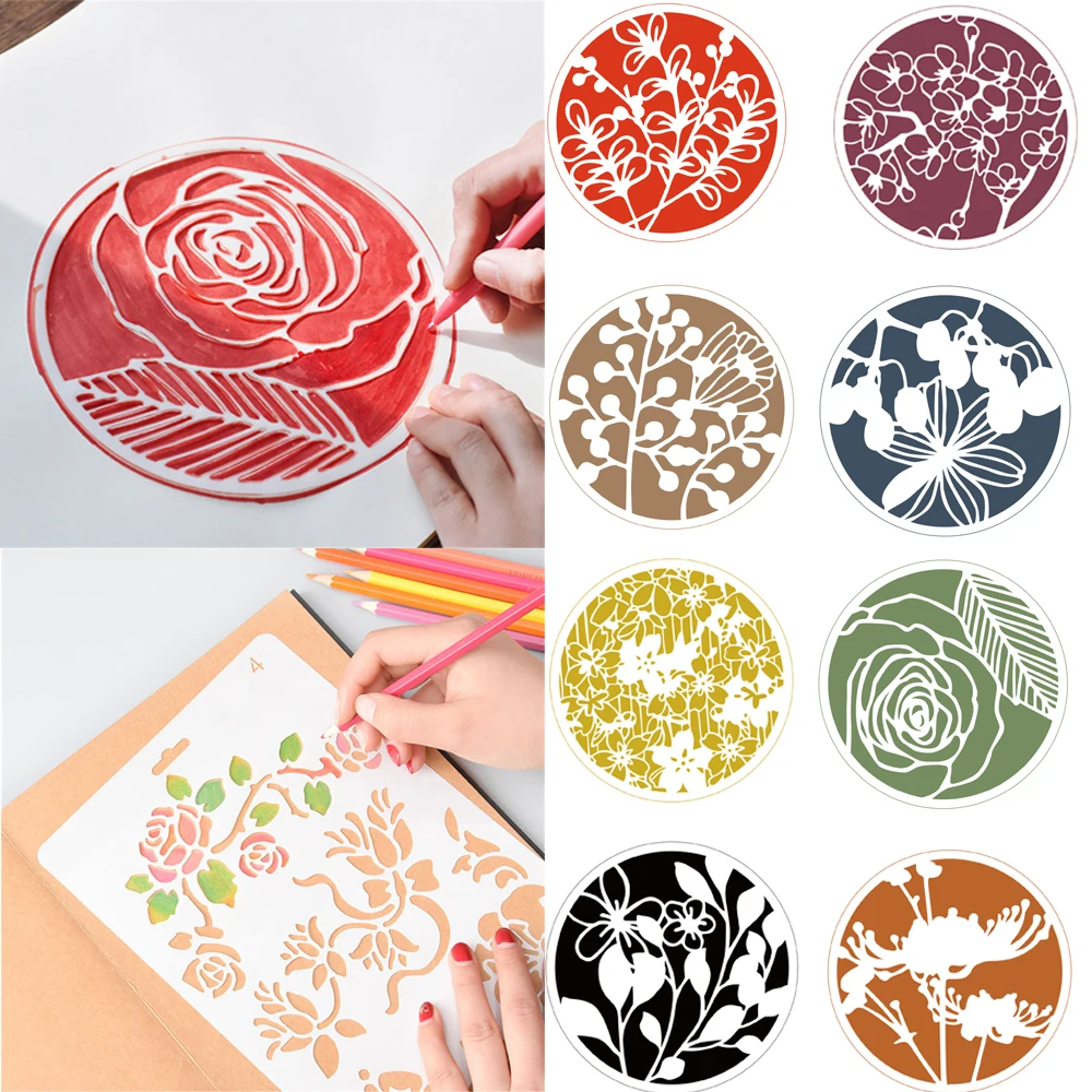 

1PCDIY Round Floral Hollow Layering Stencils For Wall Painting Scrapbooking Stamping Stamp Album Decorative Embossing Paper Card